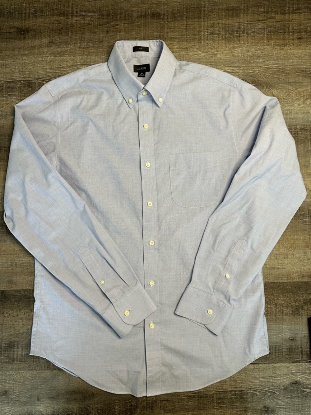 J. Crew Light Blue Casual Button-Down Dress Shirt Preppy - Slim Fit Medium - Picture 3 of 12